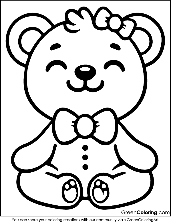 Free Bear Coloring Pages PDF Printable