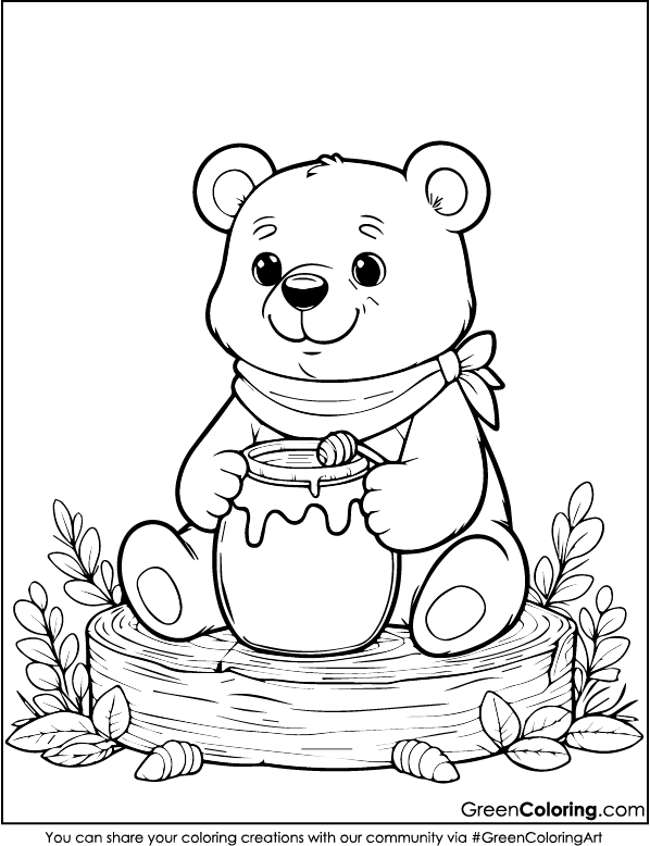 Easy Bear Coloring Pages for Kids and Toddlers