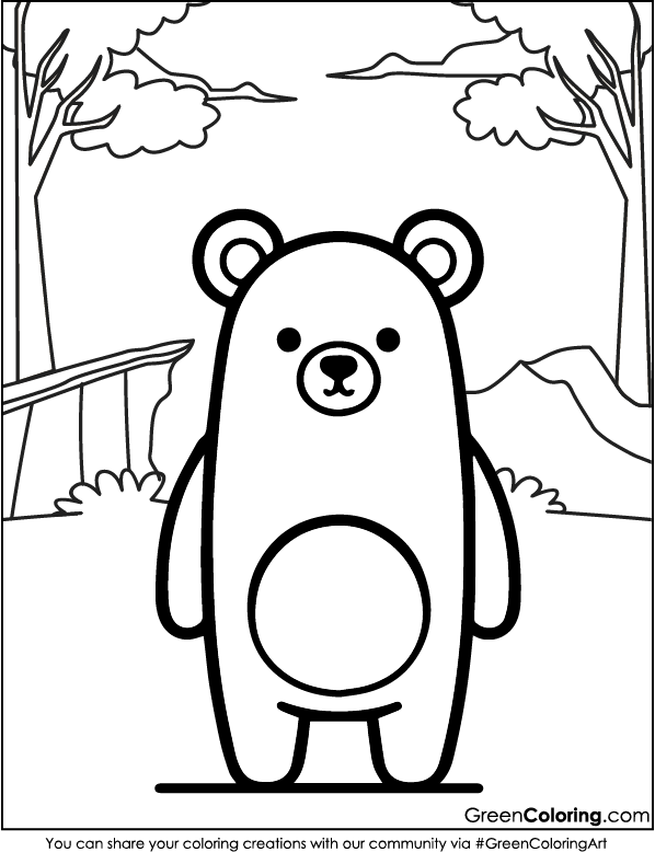 Easy Bear Coloring Pages for Kids and Toddlers