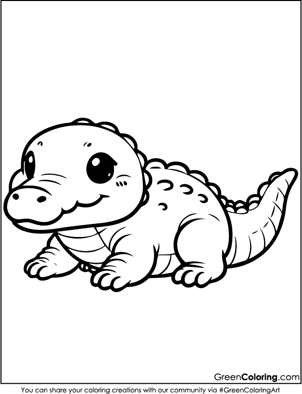 Easy Crocodile Coloring Pages PDF for Kids and Toddlers