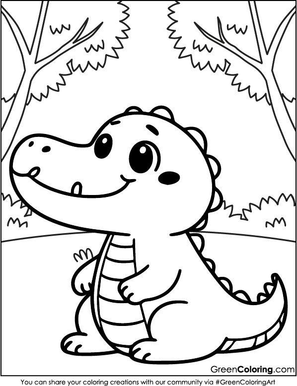 Cute Crocodile Coloring Pages PDF for Kids and Toddlers