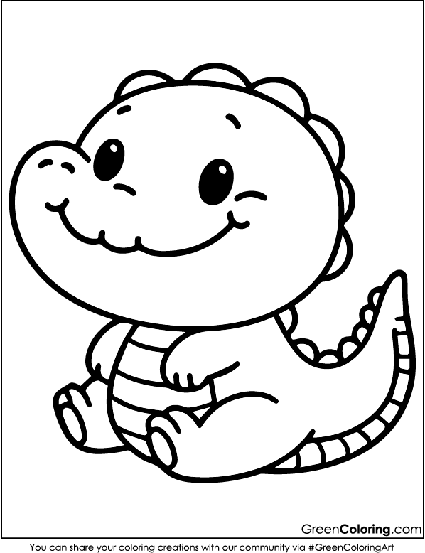 Cute Crocodile Coloring Pages PDF for Kids and Toddlers