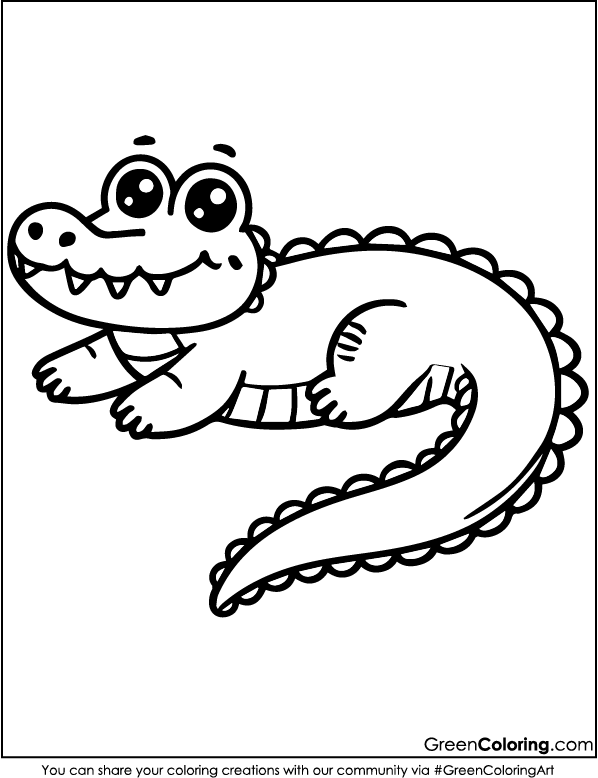 Download Easy Crocodile Coloring Pages PDF for Kids and Toddlers