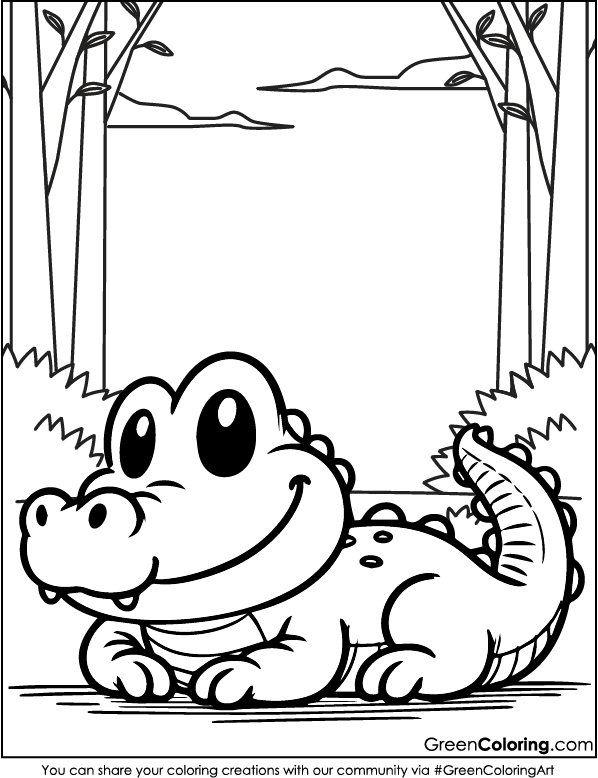 Free Printable Crocodile Coloring Pages