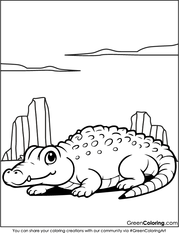 Easy Crocodile Coloring Pages PDF for Kids and Toddlers