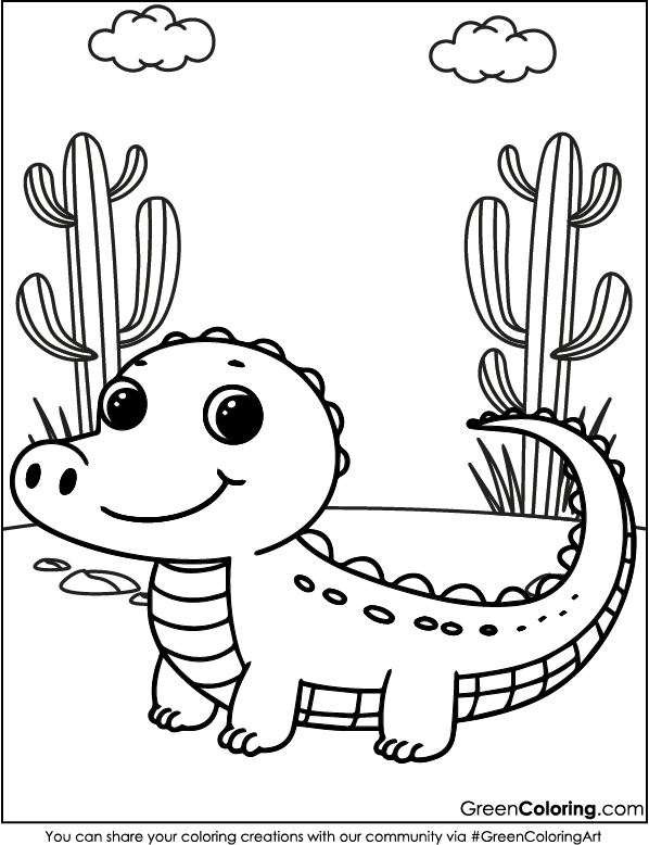 Free Printable Crocodile Coloring Pages PDF for Kids and Toddlers