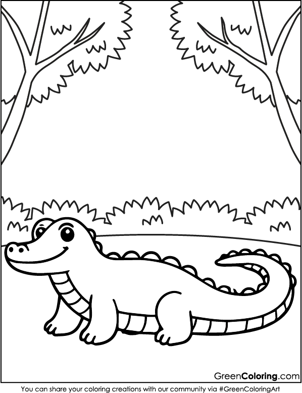 Free Printable Crocodile Coloring Pages PDF for Kids and Toddlers