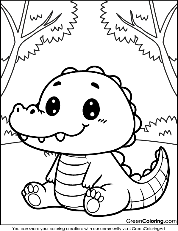 Free Printable Crocodile Coloring Pages PDF for Kids and Toddlers