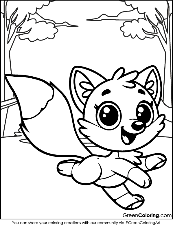 Easy Fox Coloring Page PDF Download for Kids and Toddlers