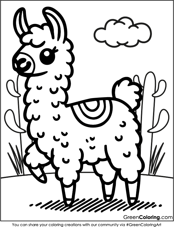 Free Printable Llama Coloring Pages PDF