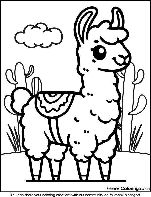 Download Free Llama Coloring Pages Printable for Kids