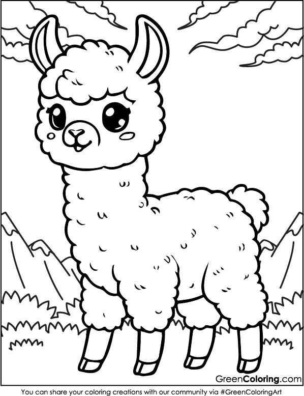 Free Printable Llama Coloring Sheets PDF for Kids and Toddlers