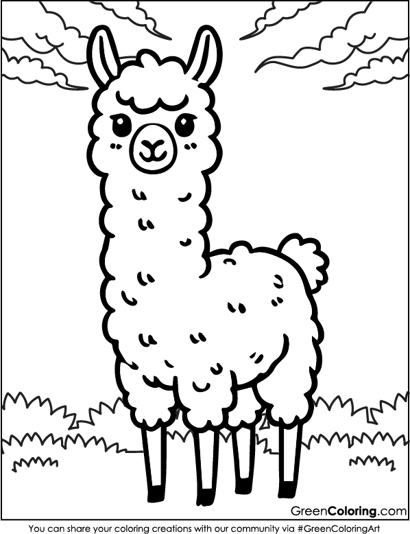 Free Printable Llama Coloring Sheets PDF for Kids and Toddlers