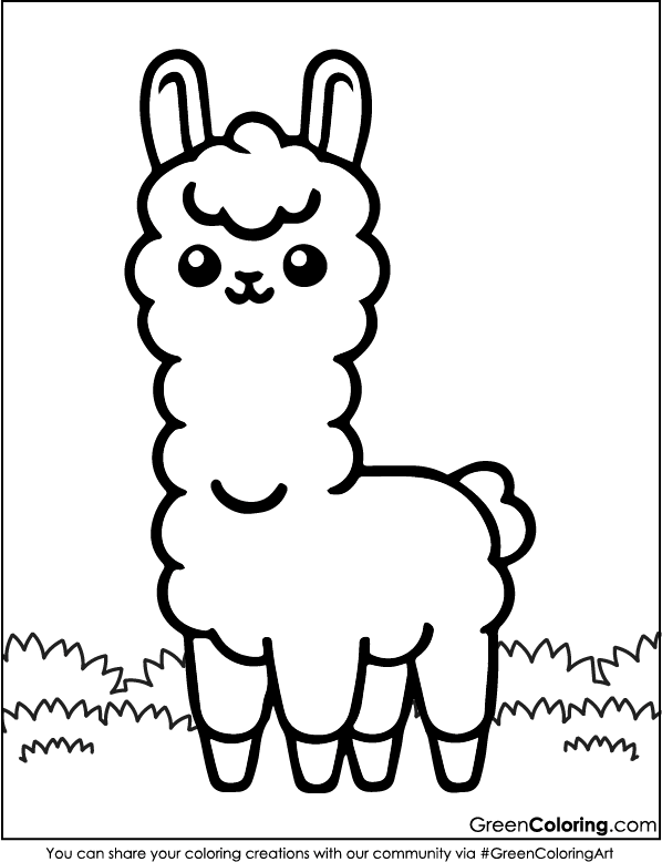 Easy Llama Coloring Page for Kids