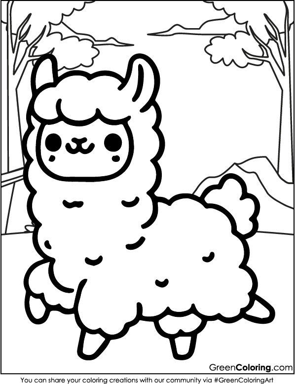 Easy Llama Coloring Pages for Kids