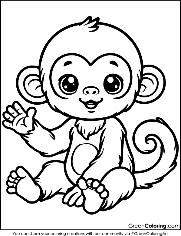 Free Printable Monkey Coloring Pages PDF for Kids