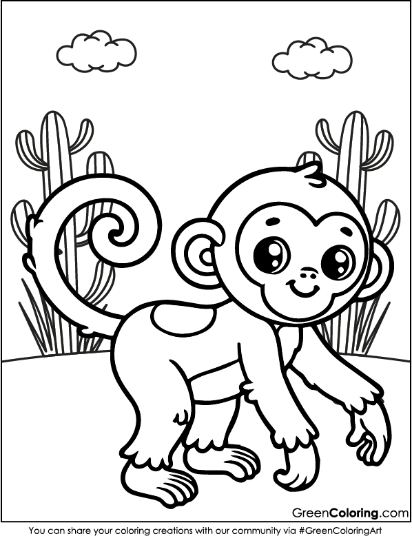 Download Monkey Coloring Page Printable