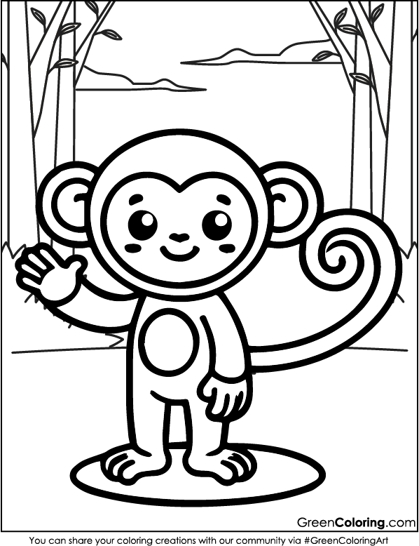 Free Printable Monkey Coloring Pages PDF