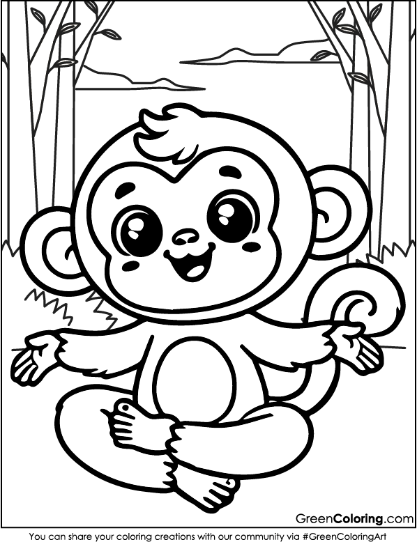 Download Monkey Coloring Page Printable