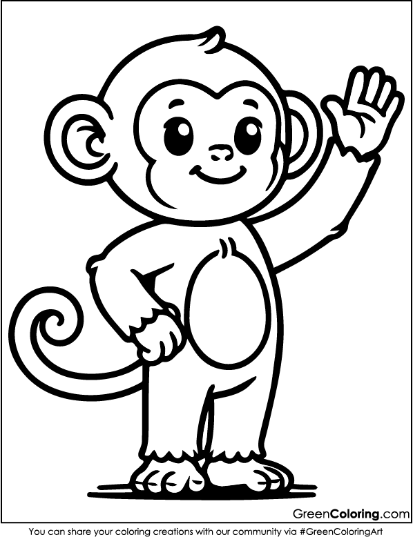 Free Monkey Coloring Pages PDF