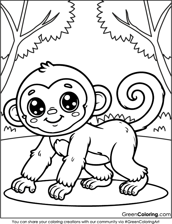 Free Monkey Coloring Pages PDF