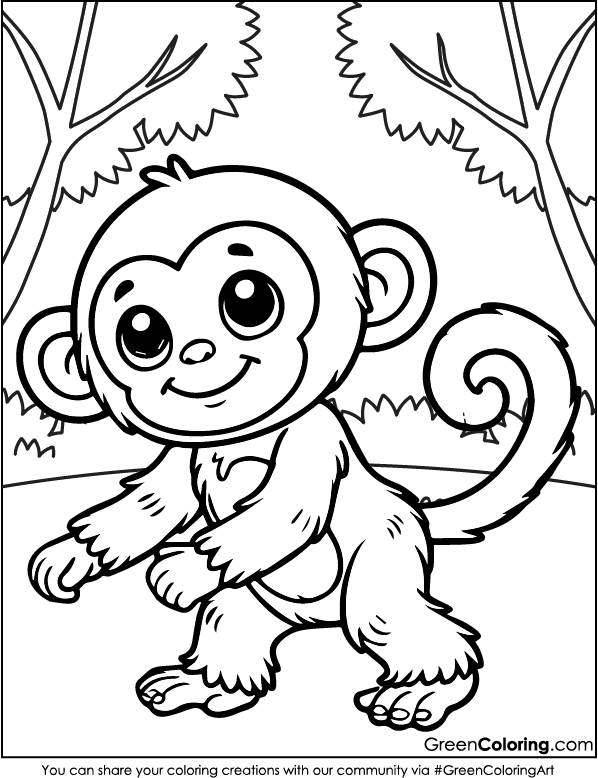 Free Printable Monkey Coloring Pages PDF