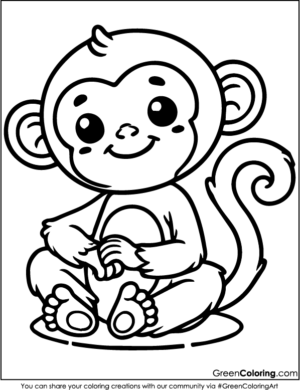 Free Printable Monkey Coloring Page PDF for Kids