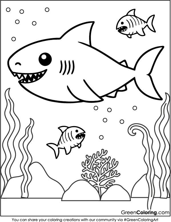 Free Printable Shark Coloring Pages PDF