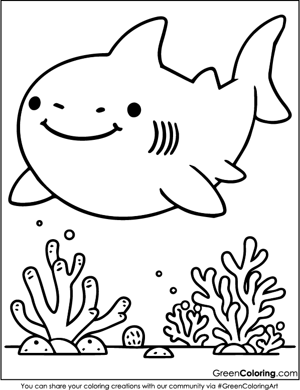 Easy Shark Coloring Pages for Kids and Toddlers