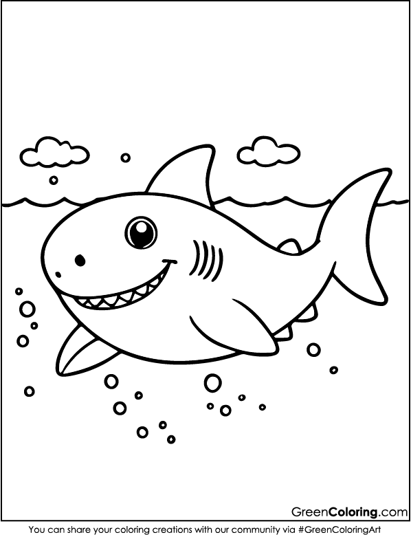 Easy Shark Coloring Pages for Kids and Toddlers