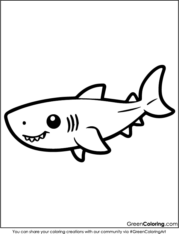 Simple Shark Coloring Pages for Kids and Toddlers