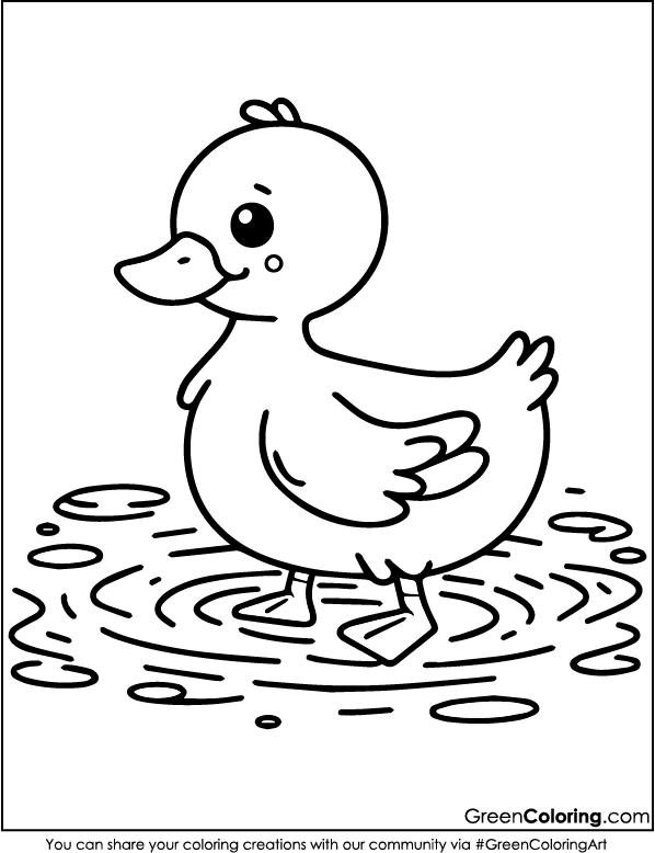 Simple Duck Coloring Page PDF