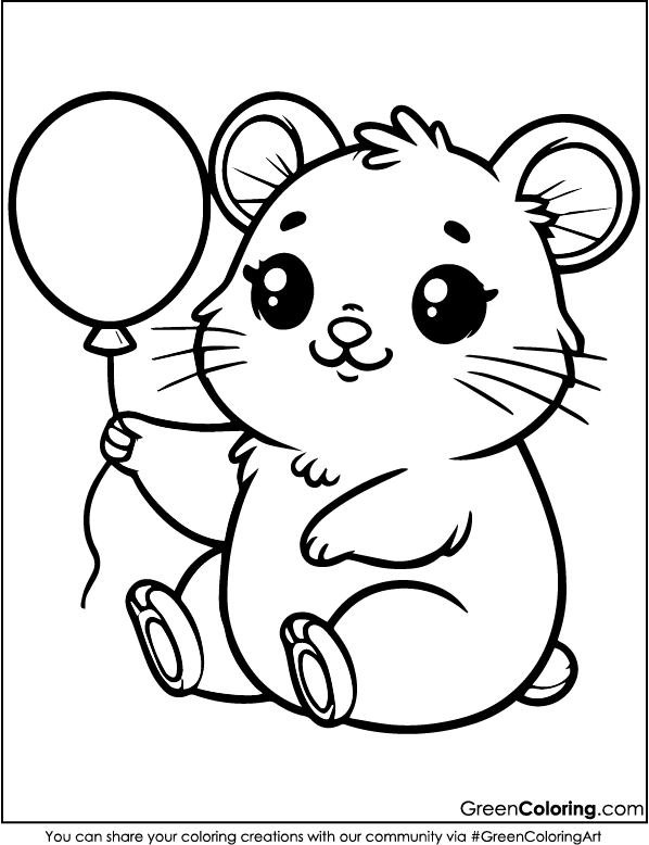 Simple Hamster Coloring Pages PDF Free