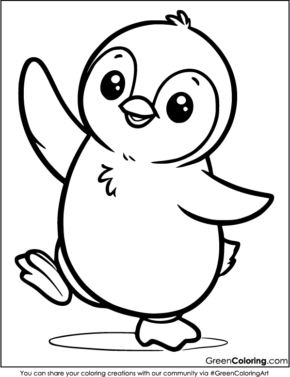 Simple Penguin Coloring Page Free Download