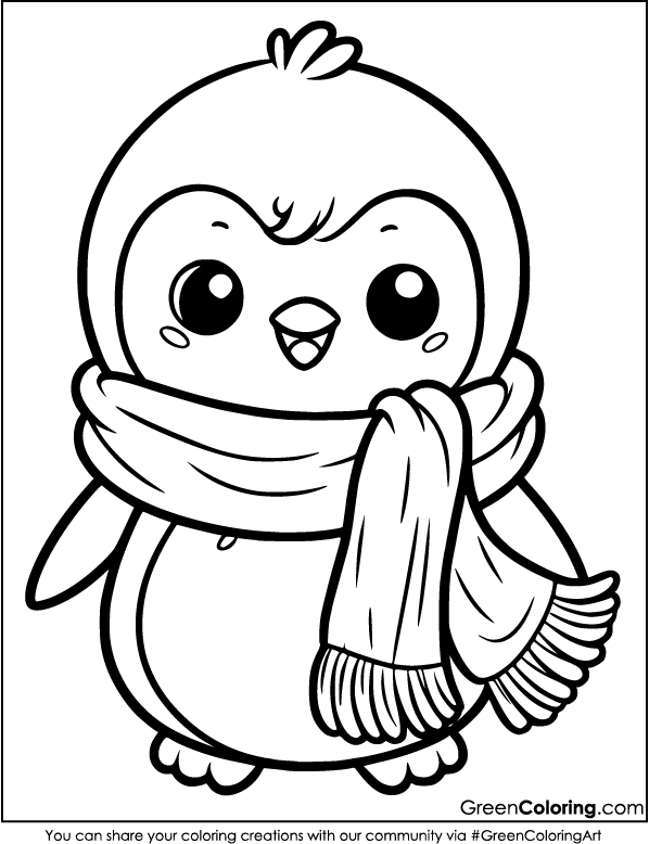 Simple Penguin Coloring Page Free Download