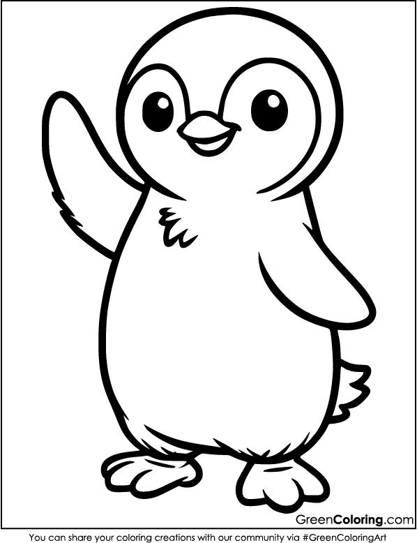 Simple Penguin Coloring Page Free Download