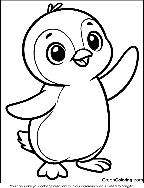 Simple Penguin Coloring Page Free Download