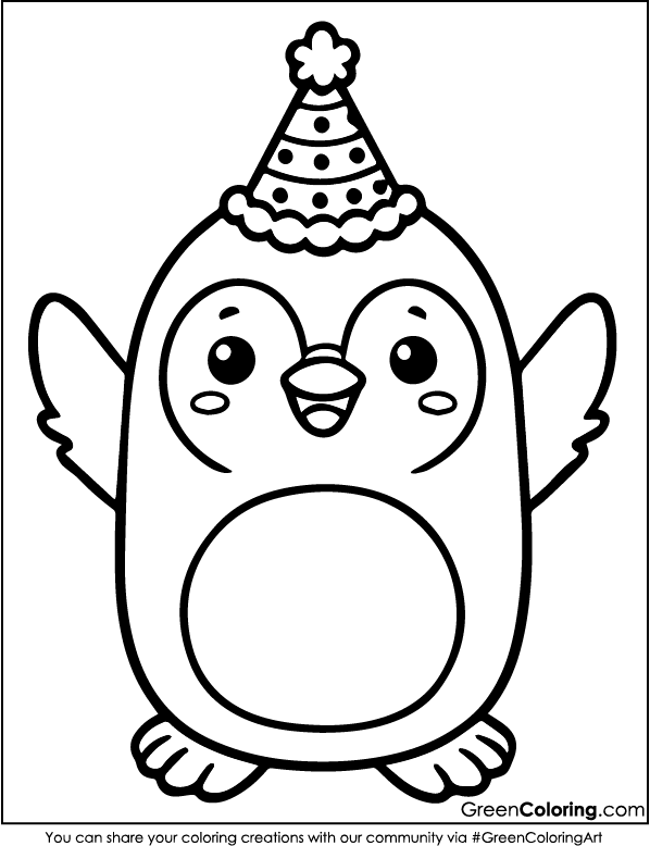 Cute Penguin Coloring Page pdf