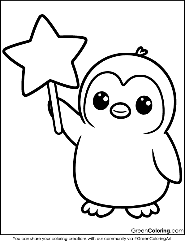 Cute Penguin Coloring Page Free Download