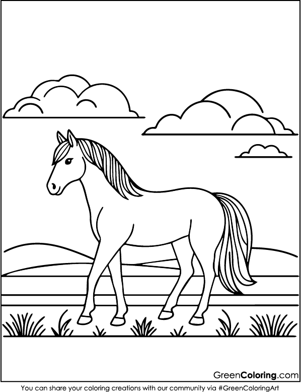 Simple Horse Coloring Pages PDF