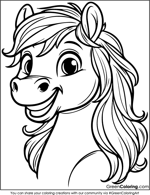 Funny Horse Coloring Pages PDF