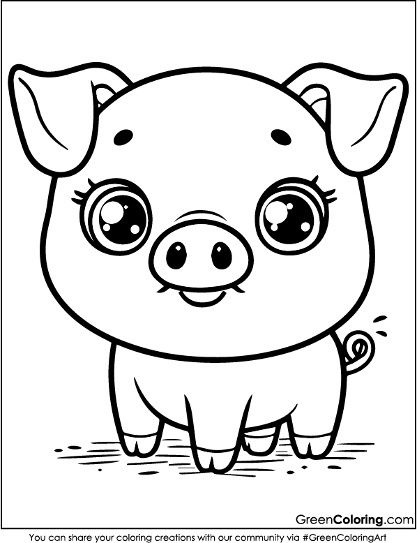 Download Free Printable Pig Coloring Page PDF