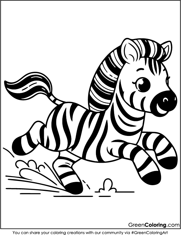 Free Printable Zebra Coloring Page PDF