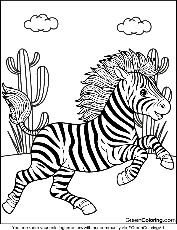 Simple Zebra Coloring Pages for Kids and Toddlers