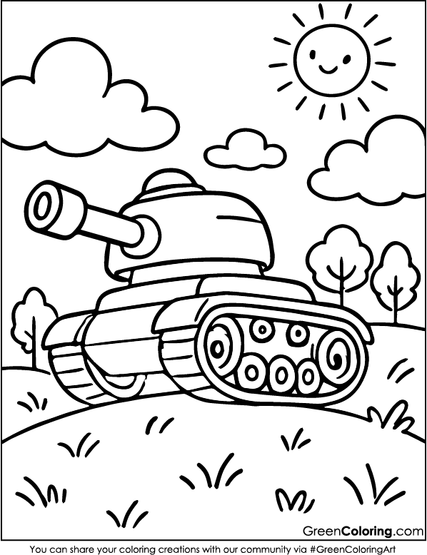 Download free printable tank coloring page pdf