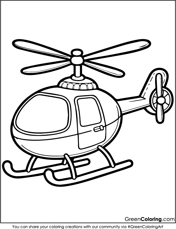 Free Helicopter Coloring Sheets for Kids and Toddlers