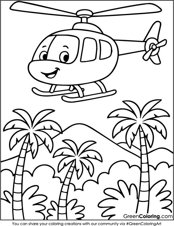 Helicopter Coloring Pages PDF