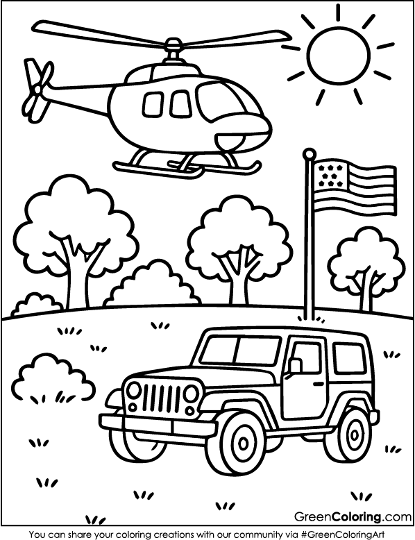 Printable Helicopter Coloring Pages PDF