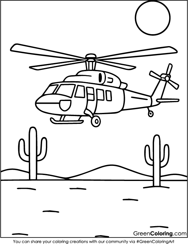 Download Free Printable Helicopter Coloring Pages PDF