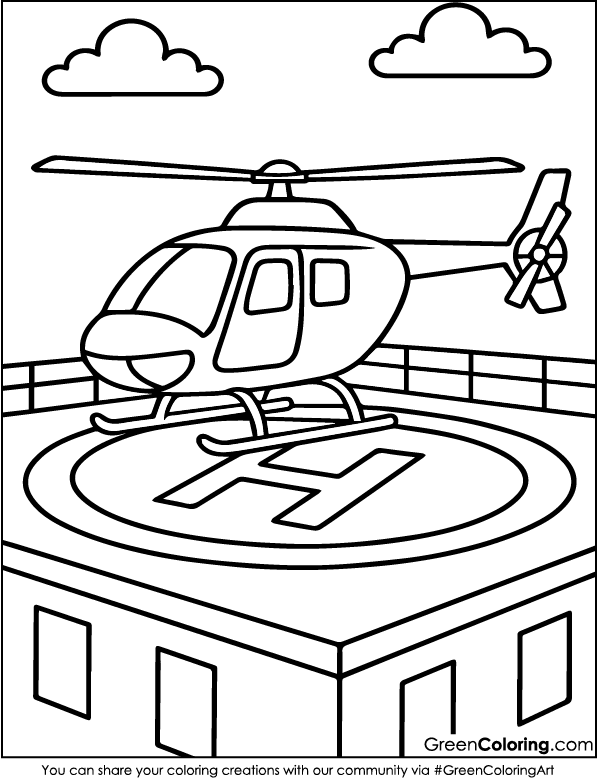 Download Free Printable Helicopter Coloring Pages PDF